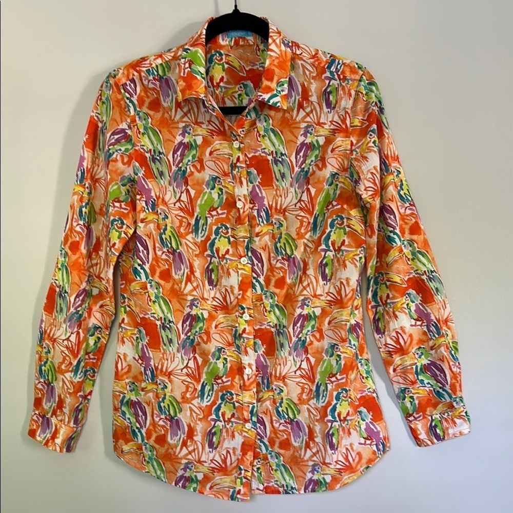 J. McLaughlin Toucan Print Button Down Shirt